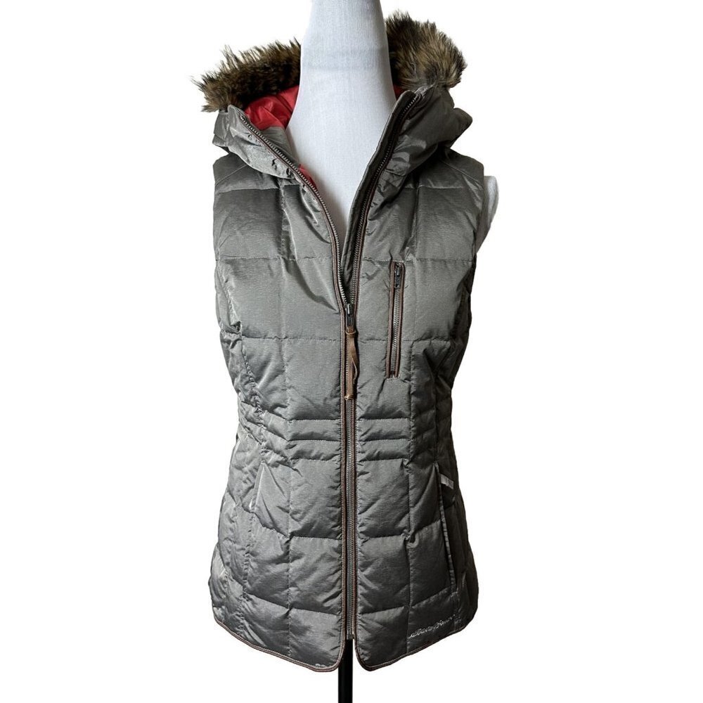 Eddie Bauer Yukon Vest XS Goose Down‎ Shimmer Taupe Vest Womens Zip Up NEW